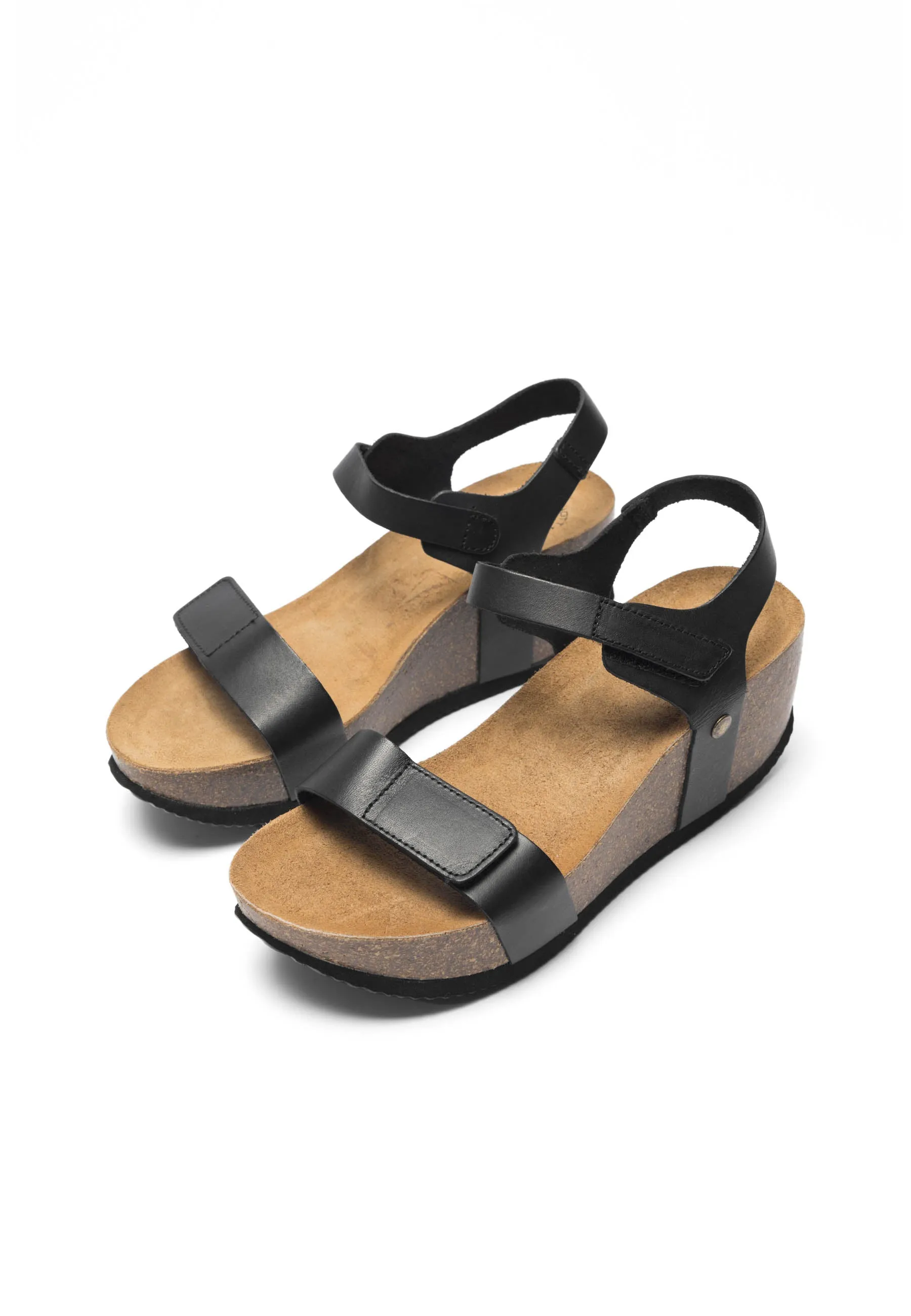 CASANNI Velcro Sandal Vegetable Tanned Leather