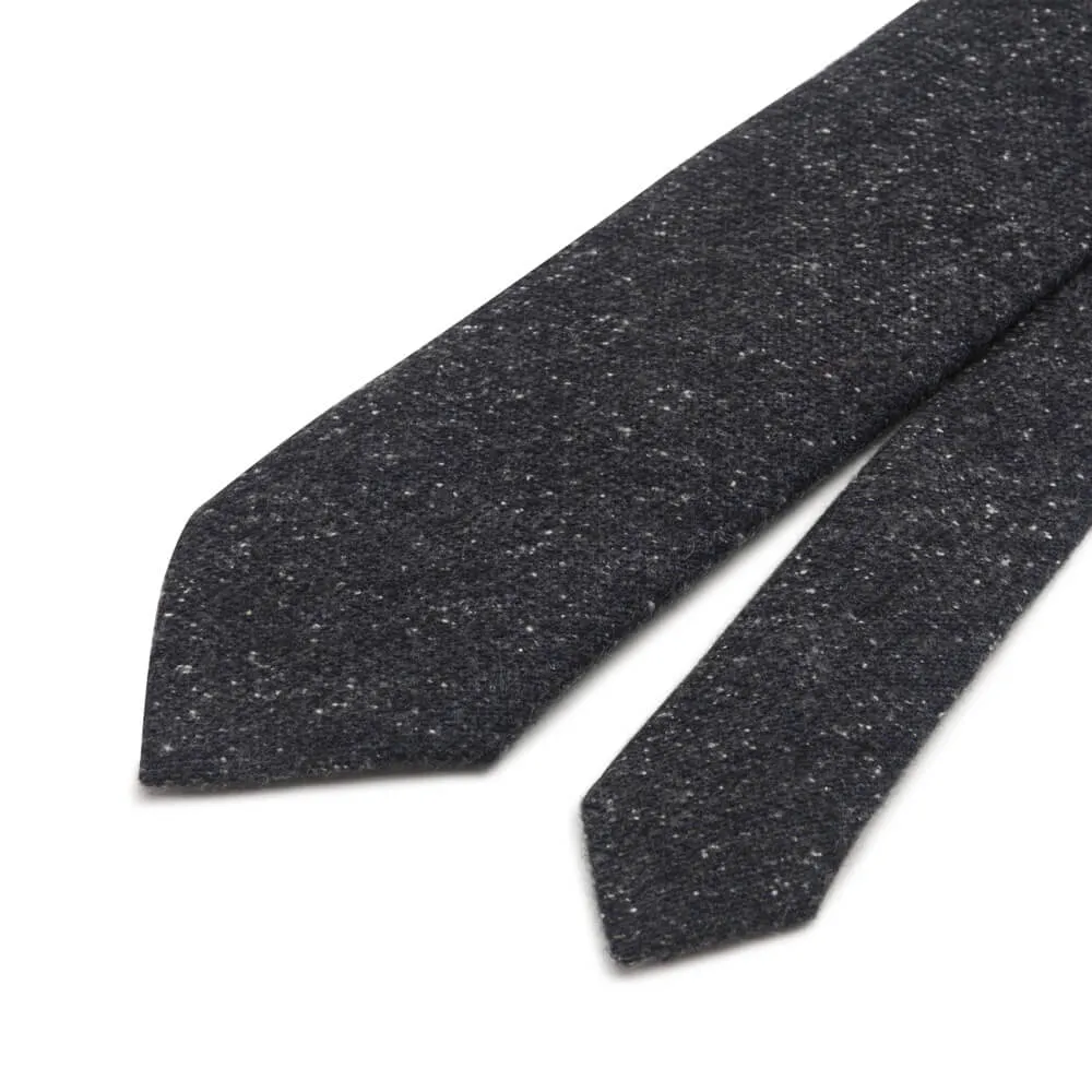Charcoal Grey Donegal Cotton Silk Wool Tie