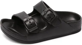 FUNKYMONKEY Unisex-Child Slides Double Buckle Adjustable EVA Flat Sandals for Boys Girls