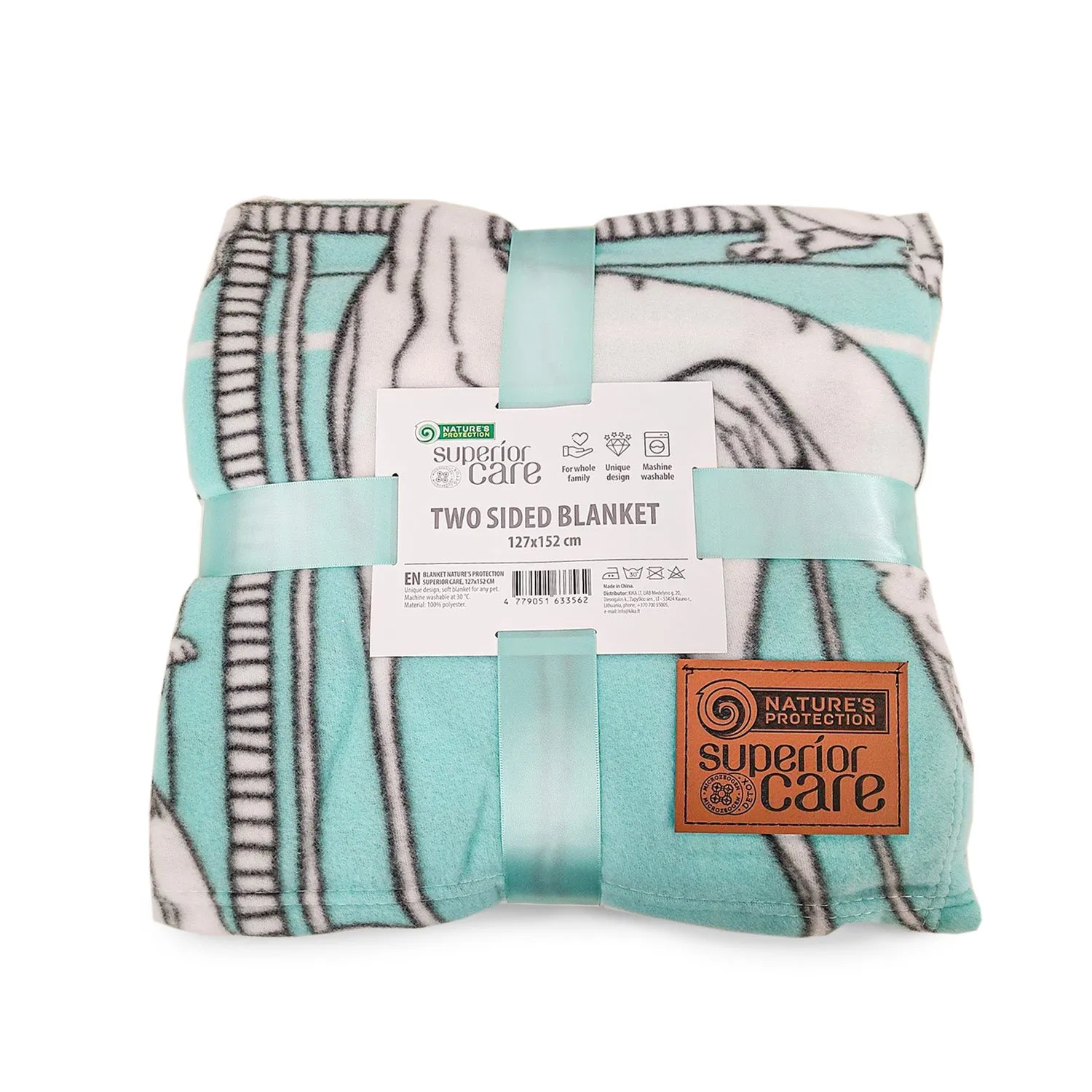 Nature's Protection Superior Care 2-Sided Blanket For Pets Or Their Owners Soft Warm And Cozy Bright Mint