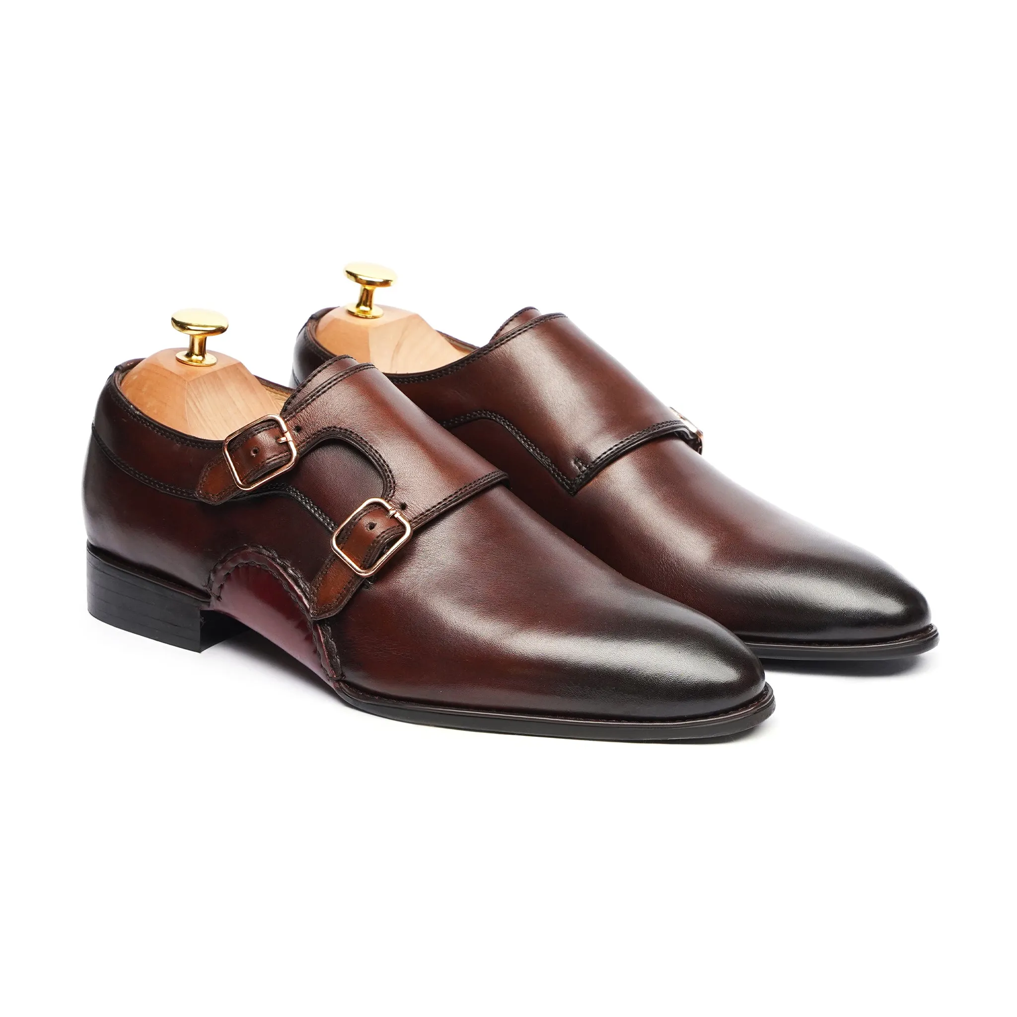 Nikoza - Men's Burnished Oxblood Calf Leather Single Monkstrap