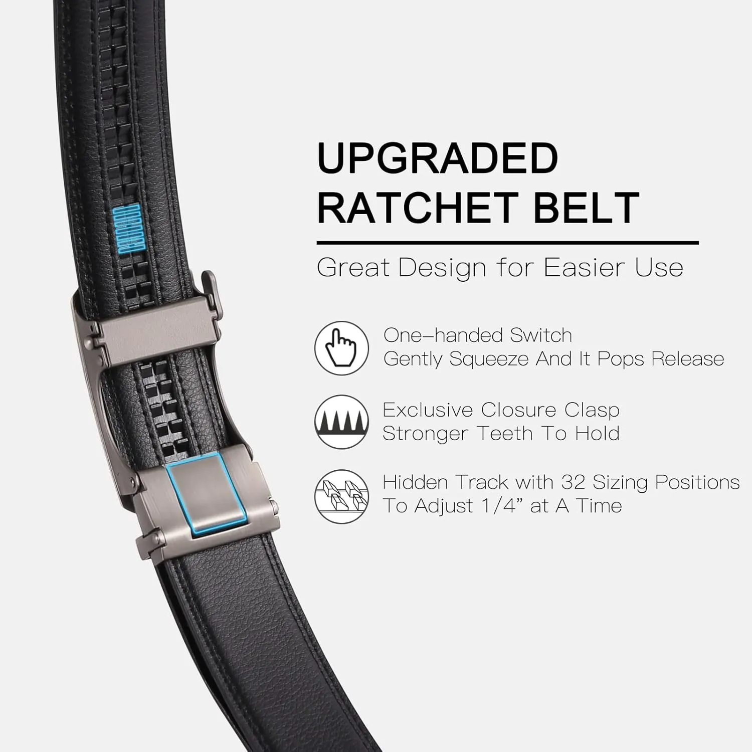 SENDEFN Men's Leather Belt Automatic Ratchet Buckle Slide Belt for Dress Casual Trim to Fit with Gift Box