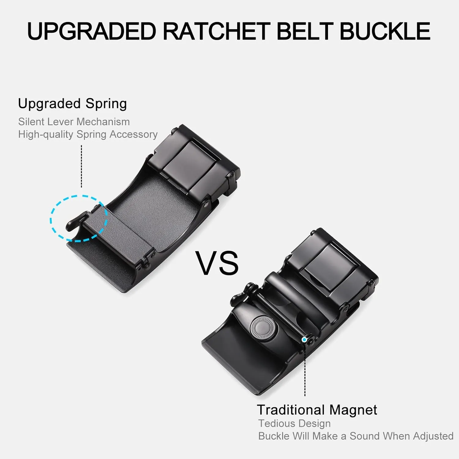 SENDEFN Men's Leather Belt Automatic Ratchet Buckle Slide Belt for Dress Casual Trim to Fit with Gift Box